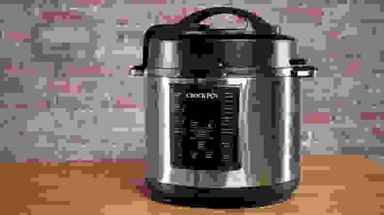 Crock pot pressure cooker on a table