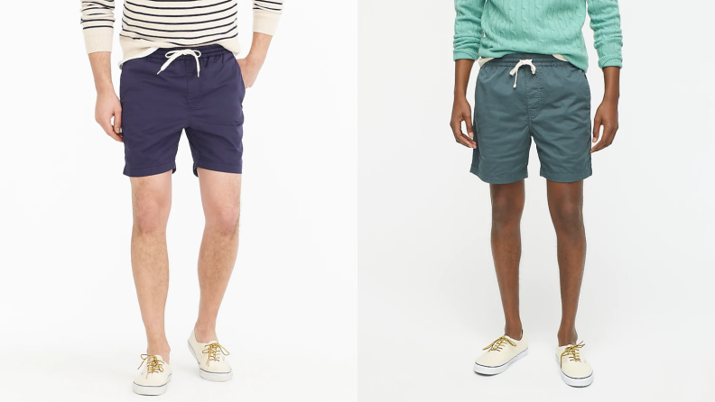 two men wearing j crew dock shorts