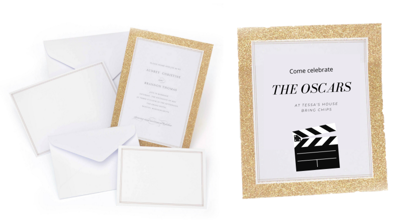 Walmart invitations with a gold border