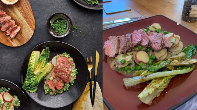 Amazon Meal Kit Steak Dinner: PR Photo vs. Actual Photo