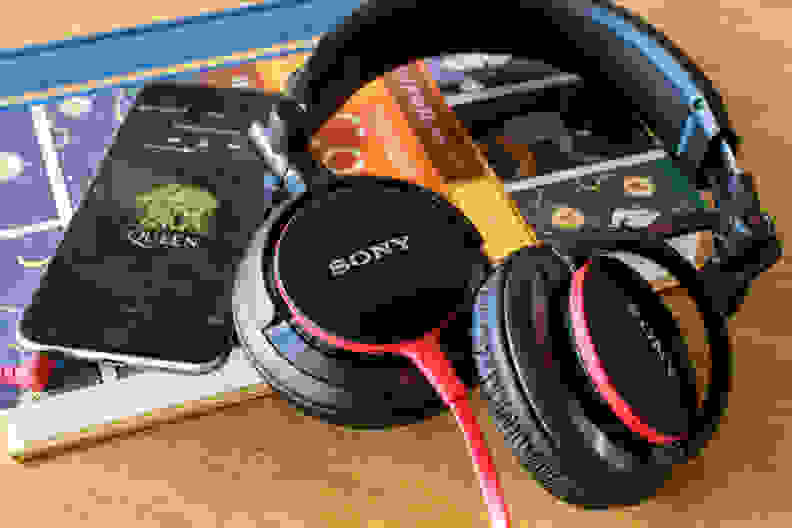 A photo of the Sony MDR-V55's backs.