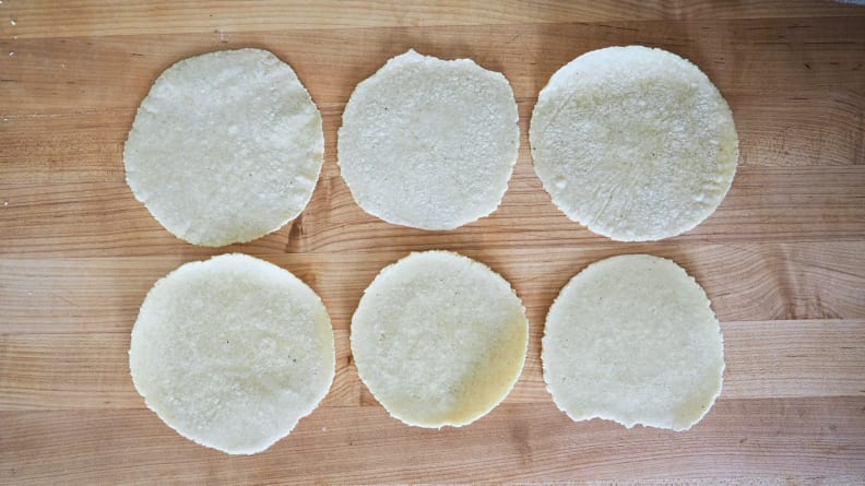 Tortillas after being pressed