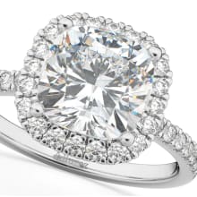 Product image of Cushion Cut Halo Moissanite & Diamond Engagement Ring