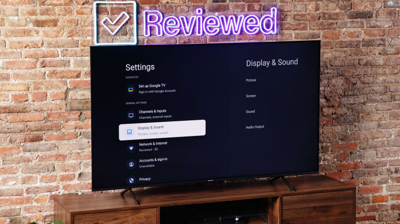 A settings menu on a television screen.