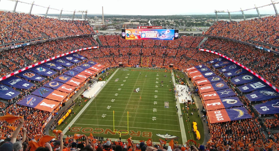 An NFL Broncos football game