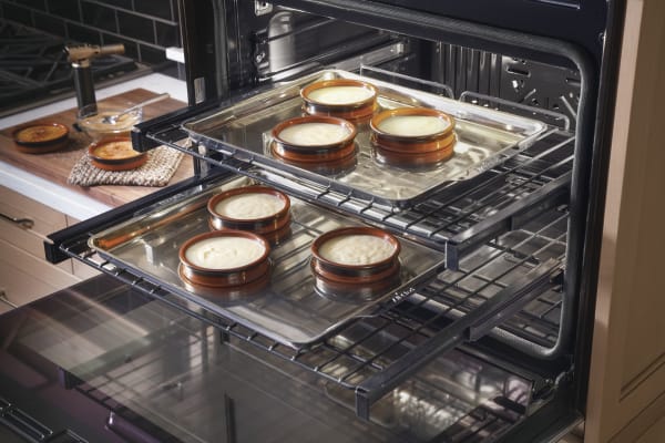 Two smooth-sliding oven racks are self-clean-safe.