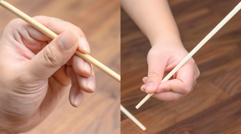 How to hold chopsticks (left hand vs. right hand)