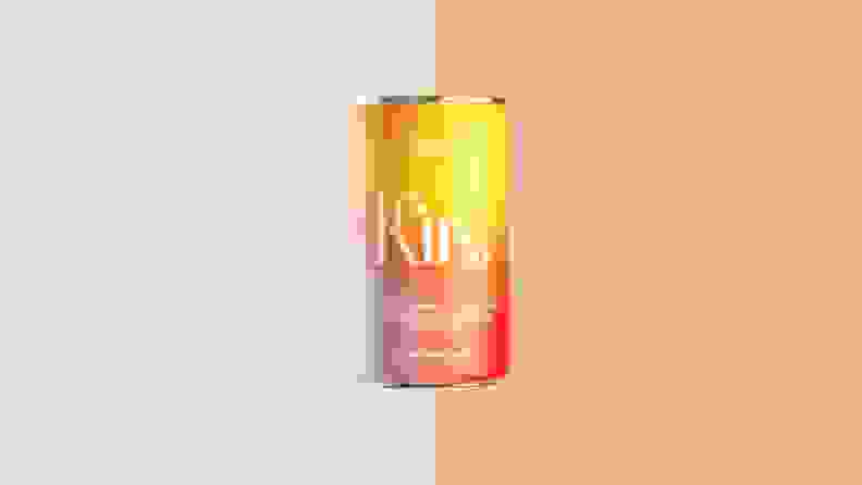 One Kin can on an orange background.