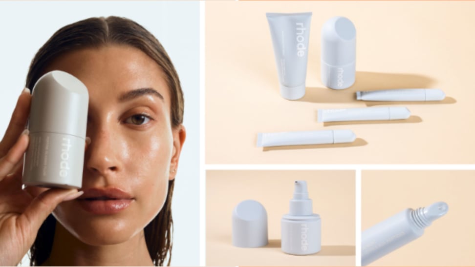 Haley Bieber and minimalistic grey beauty products