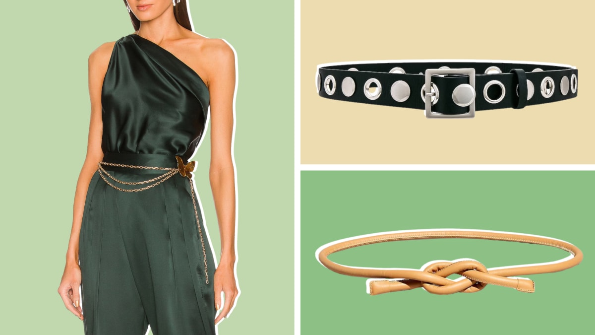 Statement belts for fall: Decorative buckles, chain belts, and