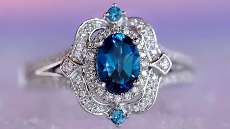 This blue topaz engagement ring is one of the best engagement rings online.