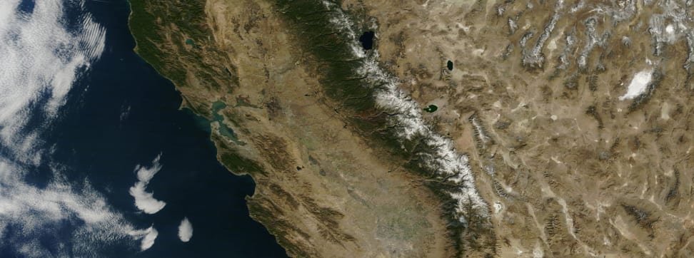 A satellite image of California.