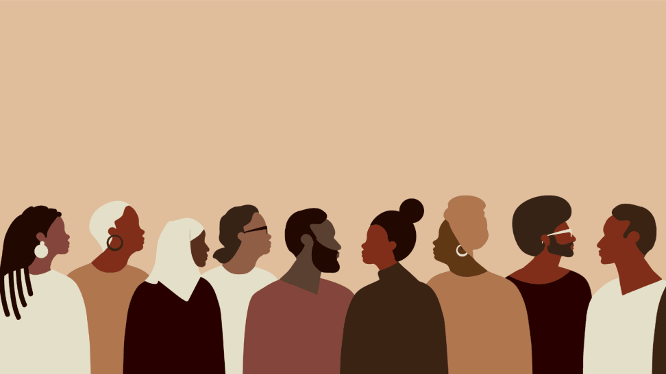 Illustrated minimalist crowd of Black and brown people