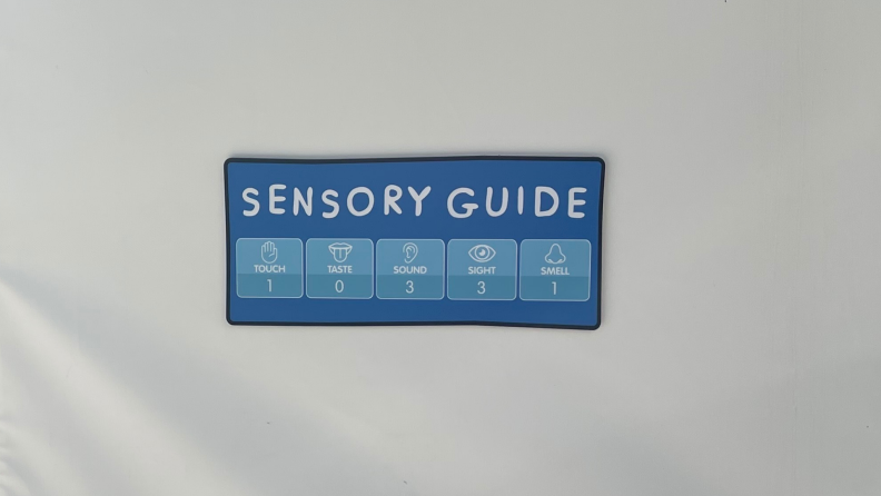 A sensory guidelines ride sign at the Peppa Pig Theme Park in Florida