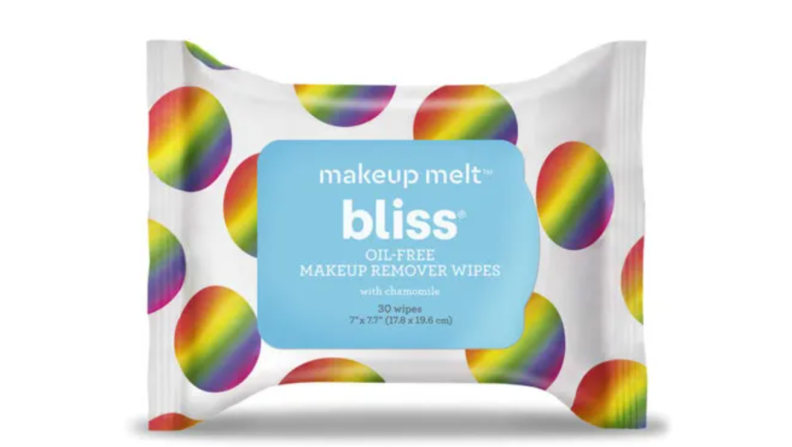 A package of limited edition Bliss Makeup Melt Wipes for Pride Month.