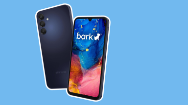 A Bark Phone on a blue background.