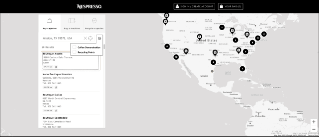 Nespresso store locator