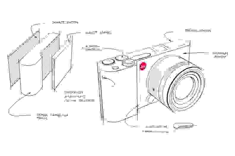 In this Leica-provided sketch of the Leica T's design, you can see the focus on form and simple geometry.