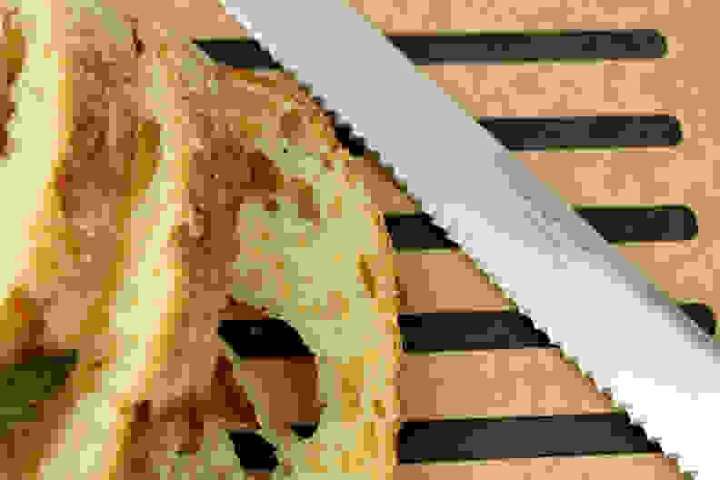 bread knife and bread