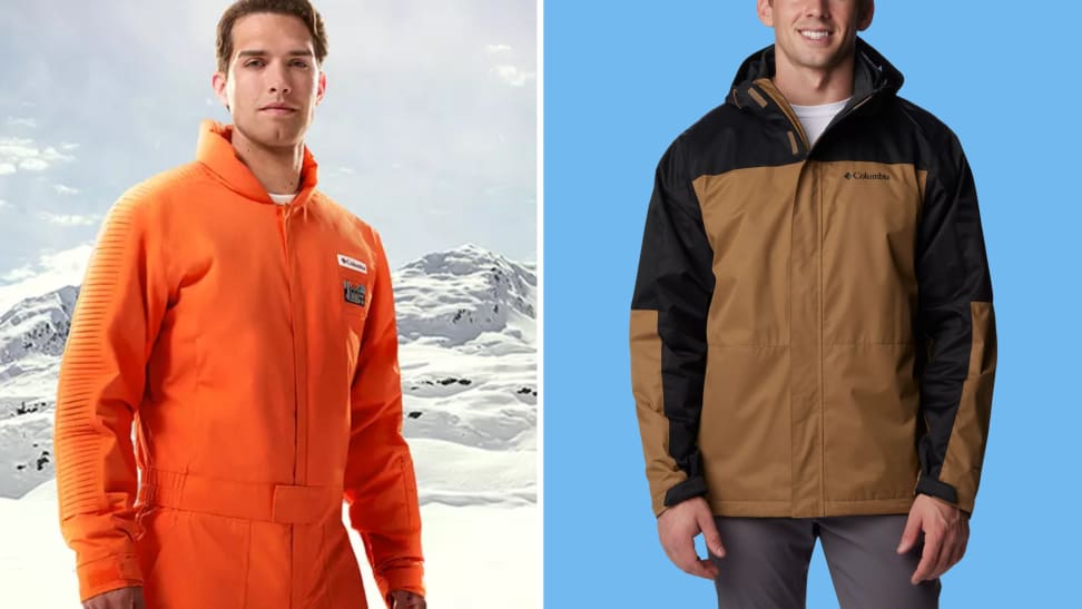 A colorful collage of Columbia winter jackets.