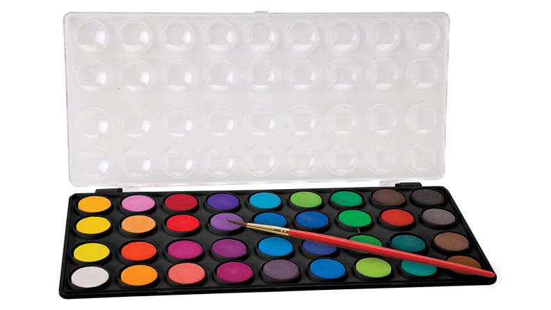 A paint palette with 36 colors