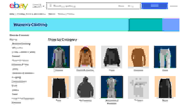 eBay screenshot of women's clothing page