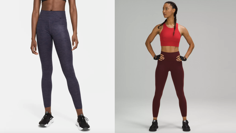 Nike Dri-Fit leggings and Lululemon Wunder Under leggings