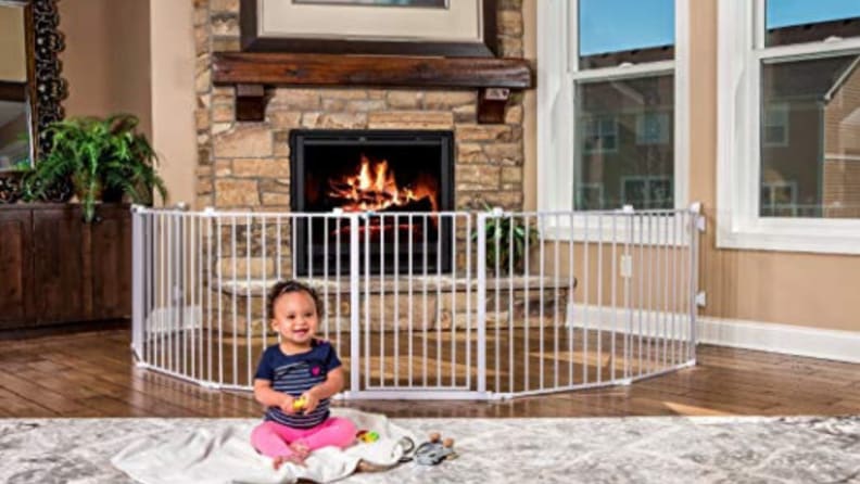 How would you baby proof this fireplace screen? I'm thinking some brackets  or I bolts in the stone. looking for suggestions. : r/Fireplaces