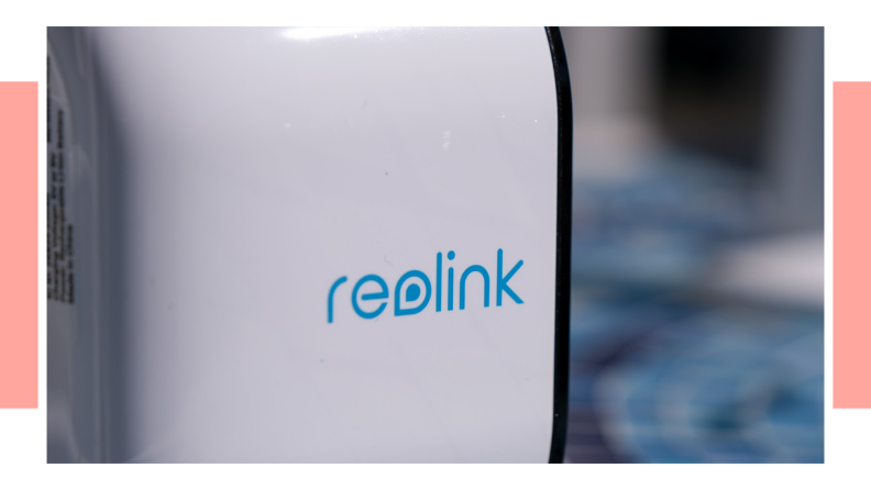 The side of the camera, revealing the Reolink logo.