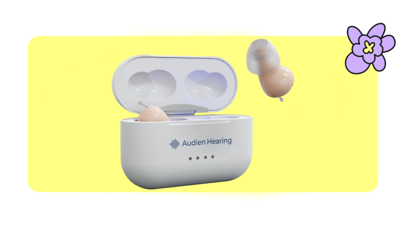 hearing aids on yellow background