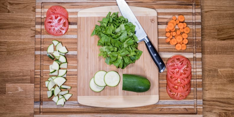 Flipping cutting board to cut down on mess