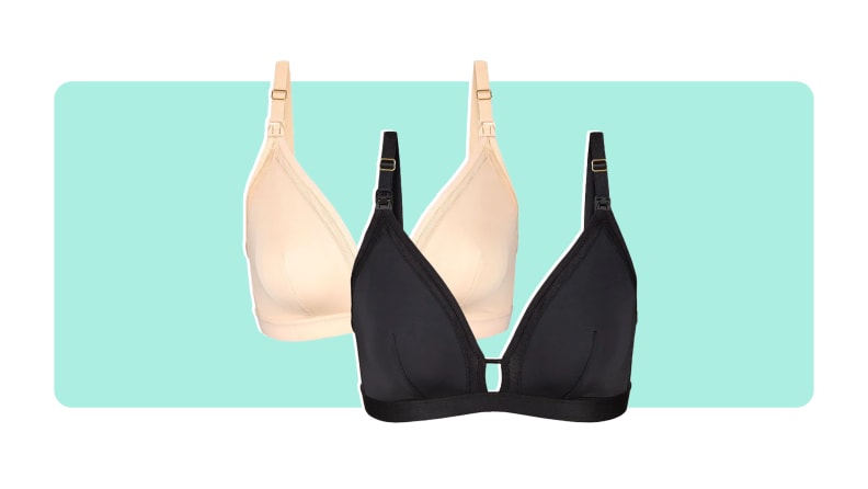 Product shot of the black and nude Lively Busty Nursing Bra.