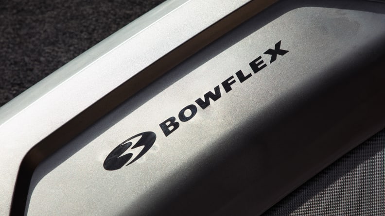 A closeup of the Bowflex logo on the Bowflex BXT8J.