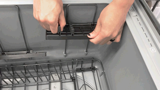 An animated gif of one of our lab techs adjusting the height of the side shelves.