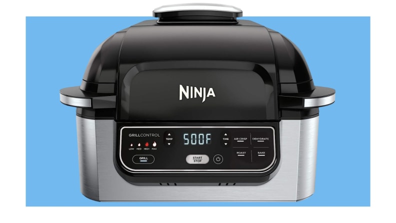 The Ninja Foodi Grill in front of a background.