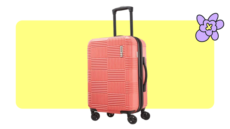 coral American Tourister Carry On Suitcase