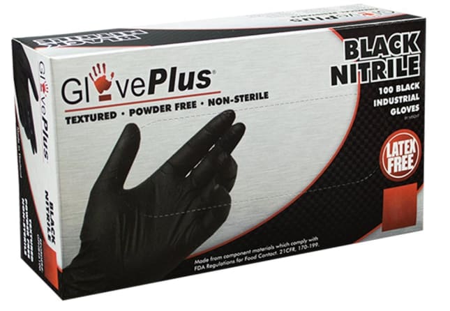 Nitrile Gloves Size LARGE BLACK Powder-Free Commercial Grade Heavy 100 Gloves 
