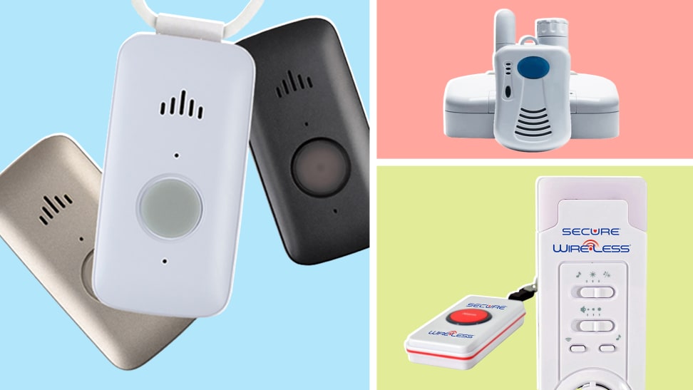 Product shots of the Medical Guardian System,  LogicMark Freedom Alert Emergency System, and the  Slimline Pager.