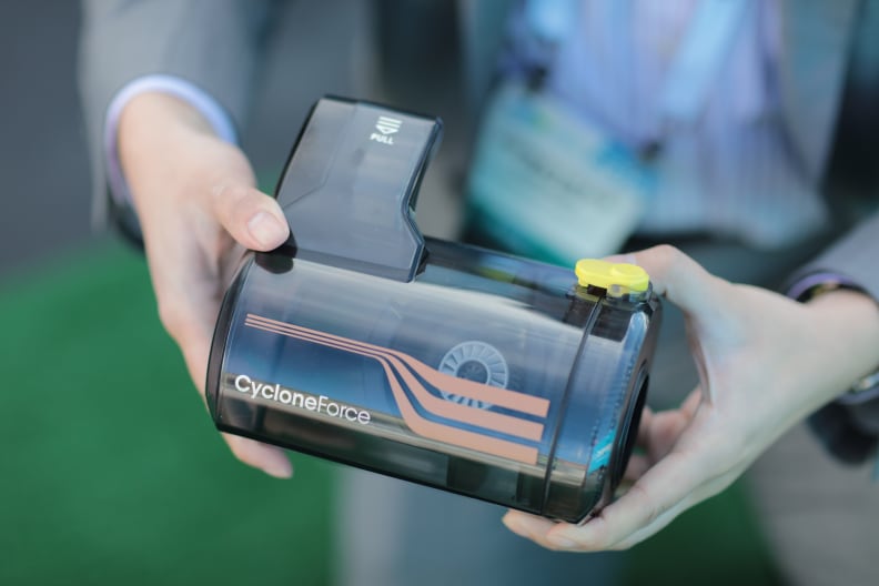 The bin is large for a robot vacuum.