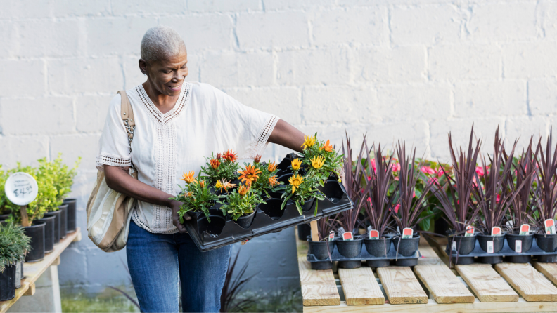 Woman shopping for plants