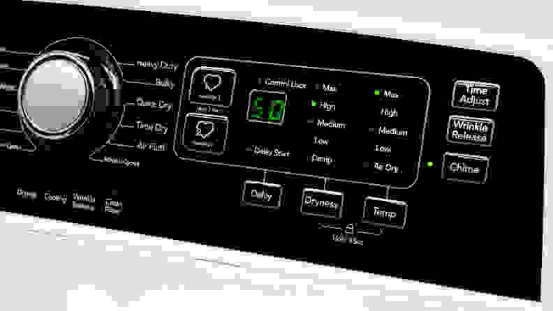 A close-up of the Frigidaire FFRE4120SW dryer's control panel.