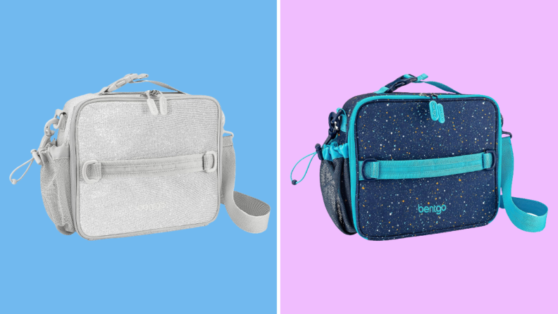 Two lunch bags side-by-side, going into the school season, it's perfect for kids to pack their lunches in.