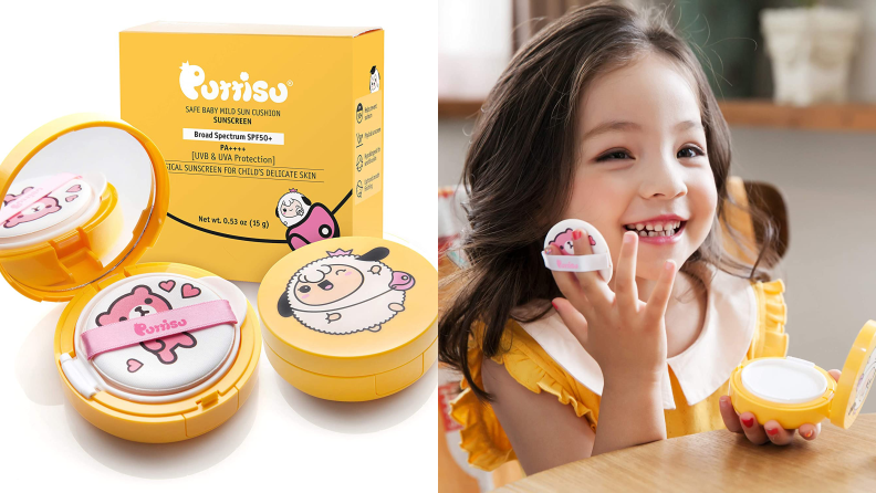 Kids will love applying their own sunscreen with this clever compact.