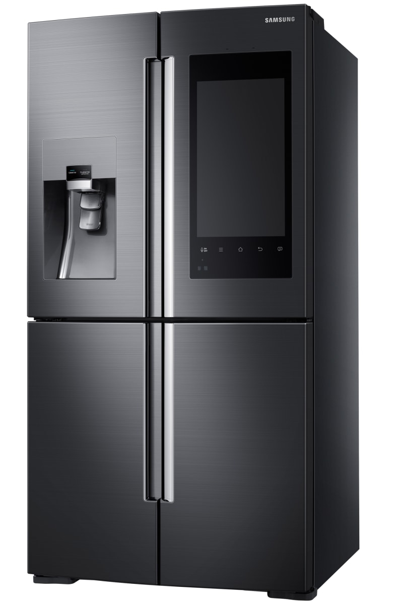 The Samsung Family Hub refrigerator in Black Stainless.