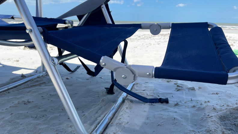 A broken beach chair footrest