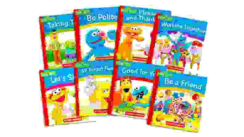 Image of 8 books with characters from Sesame Street on the cover