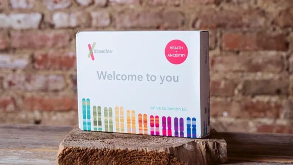 A 23andMe DNA test kit