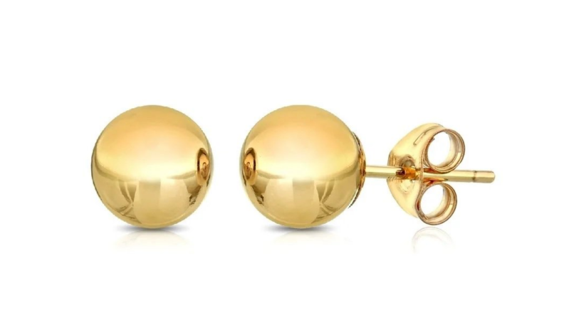 An image of golden bauble earrings.