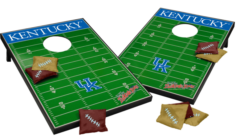 Corn hole boards with Kentucky at top