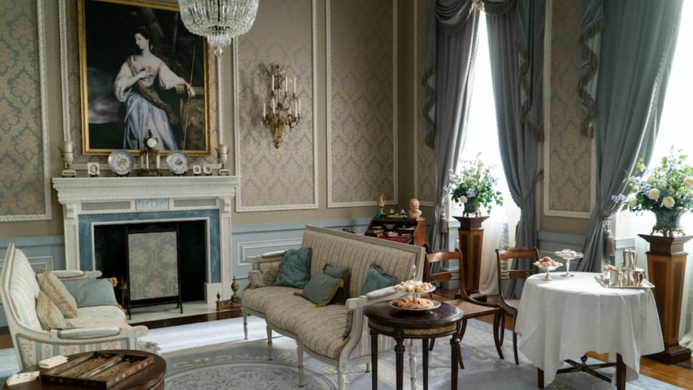 This image from "Bridgerton" depicts Regency era home decor at its finest.